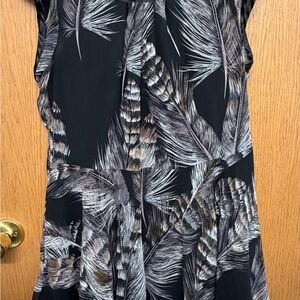 AX Paris Black Feather-Print Midi Dress